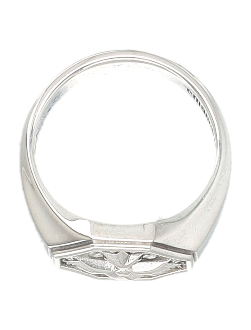 Emanuele Bicocchi Crest Design Sterling Silver Signet Ring In Metallic