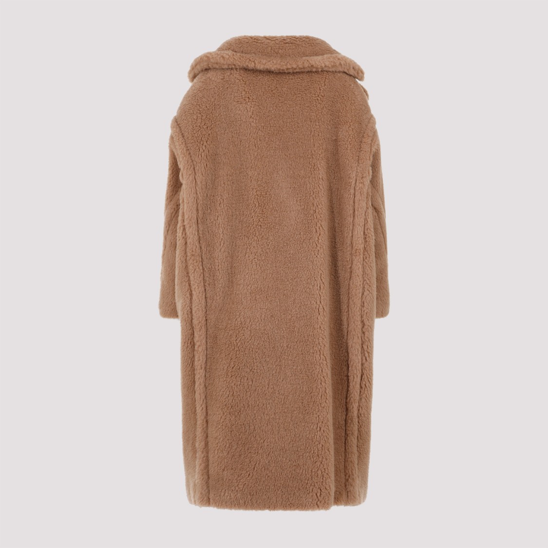 Max Mara Camel Hair And Silk Long Teddy Coat In Brown