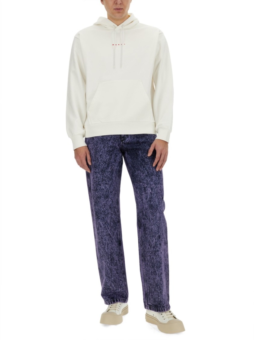 Shop Marni Marbled Effect Jeans In Grey