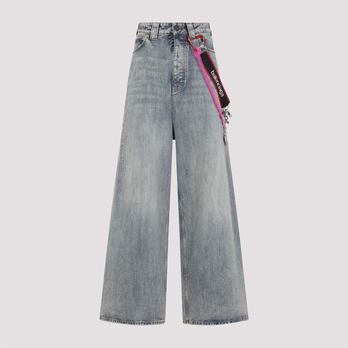Balenciaga Wide-leg High Waist Jeans With Unique Accessory Chain