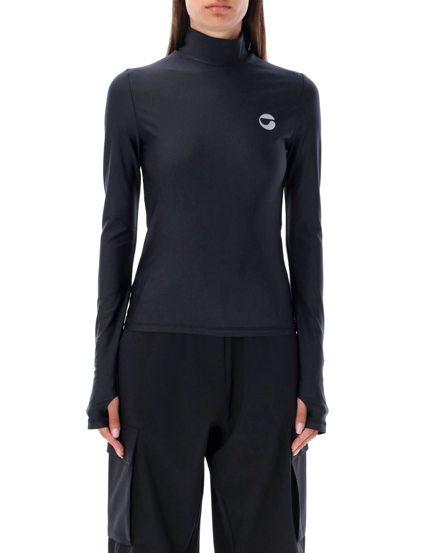 Coperni Black Tight High Neck Long Sleeve T-shirt In Brown
