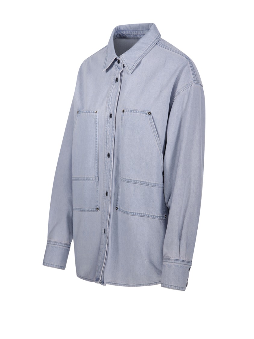 Isabel Marant Étoile Gb Long Sleeves Collared Neck Chest Pockets In Blue