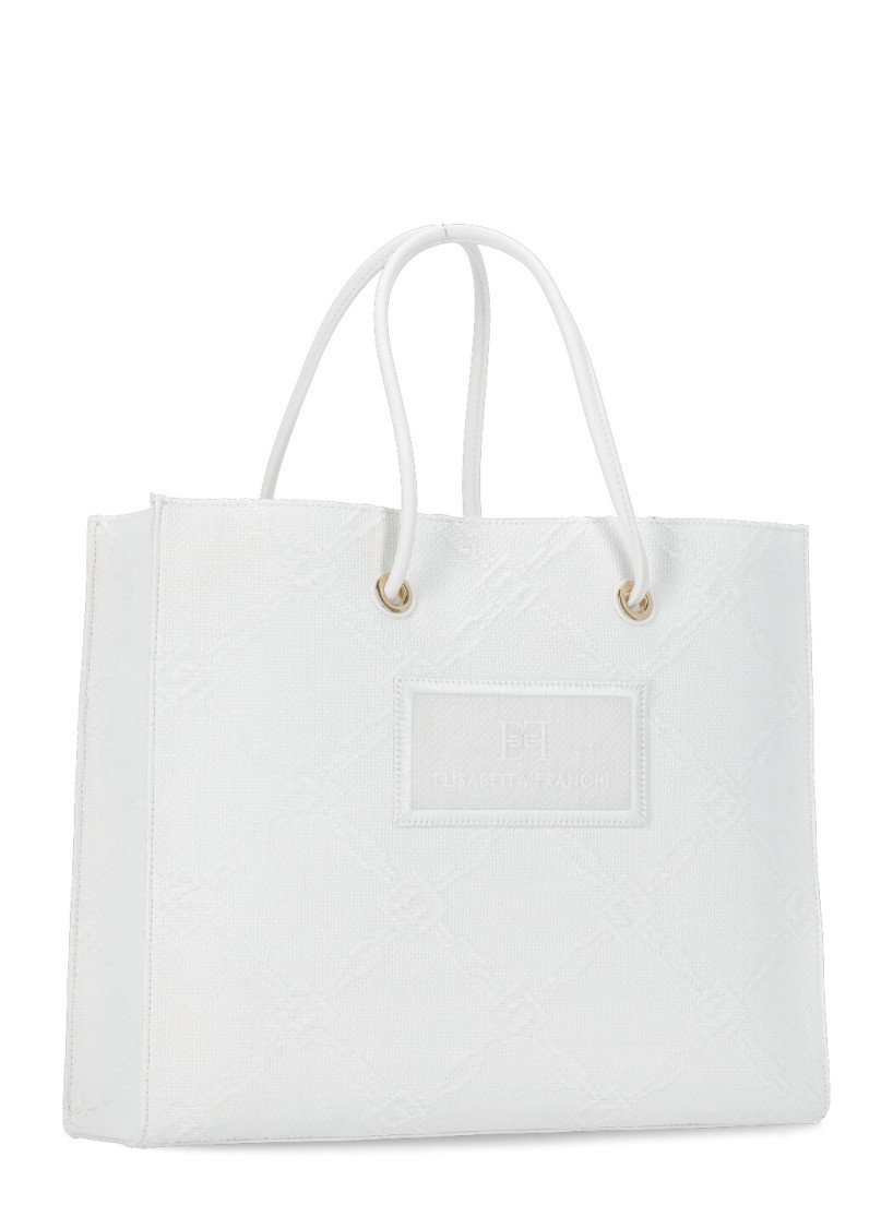 ELISABETTA FRANCHI ELISABETTA FRANCHI WHITE TOTE RAFIA BAG