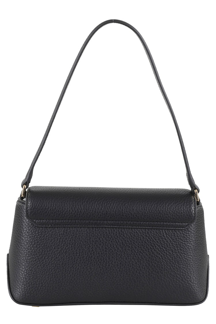 ELISABETTA FRANCHI ELISABETTA FRANCHI TEXTURED FAUX LEATHER SHOULDER BAG WITH LOGO PLAQUE