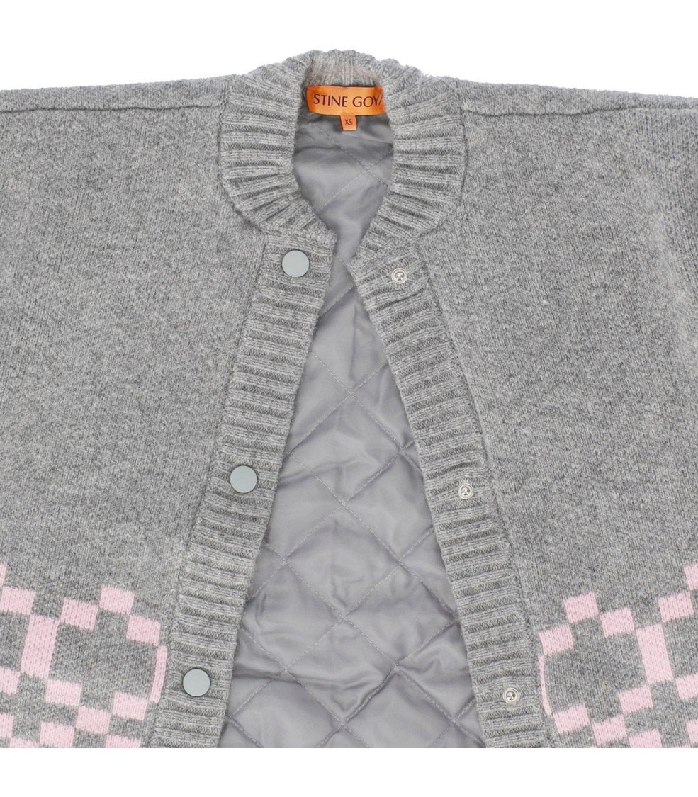 Stine Goya Tino Grey And Pink Bomber Jacket In Gray