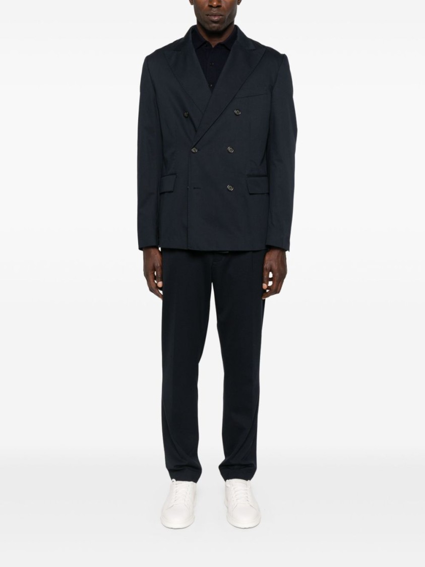 Paolo Pecora Double-breasted Tailored Jacket With Sharp Lapels In Black