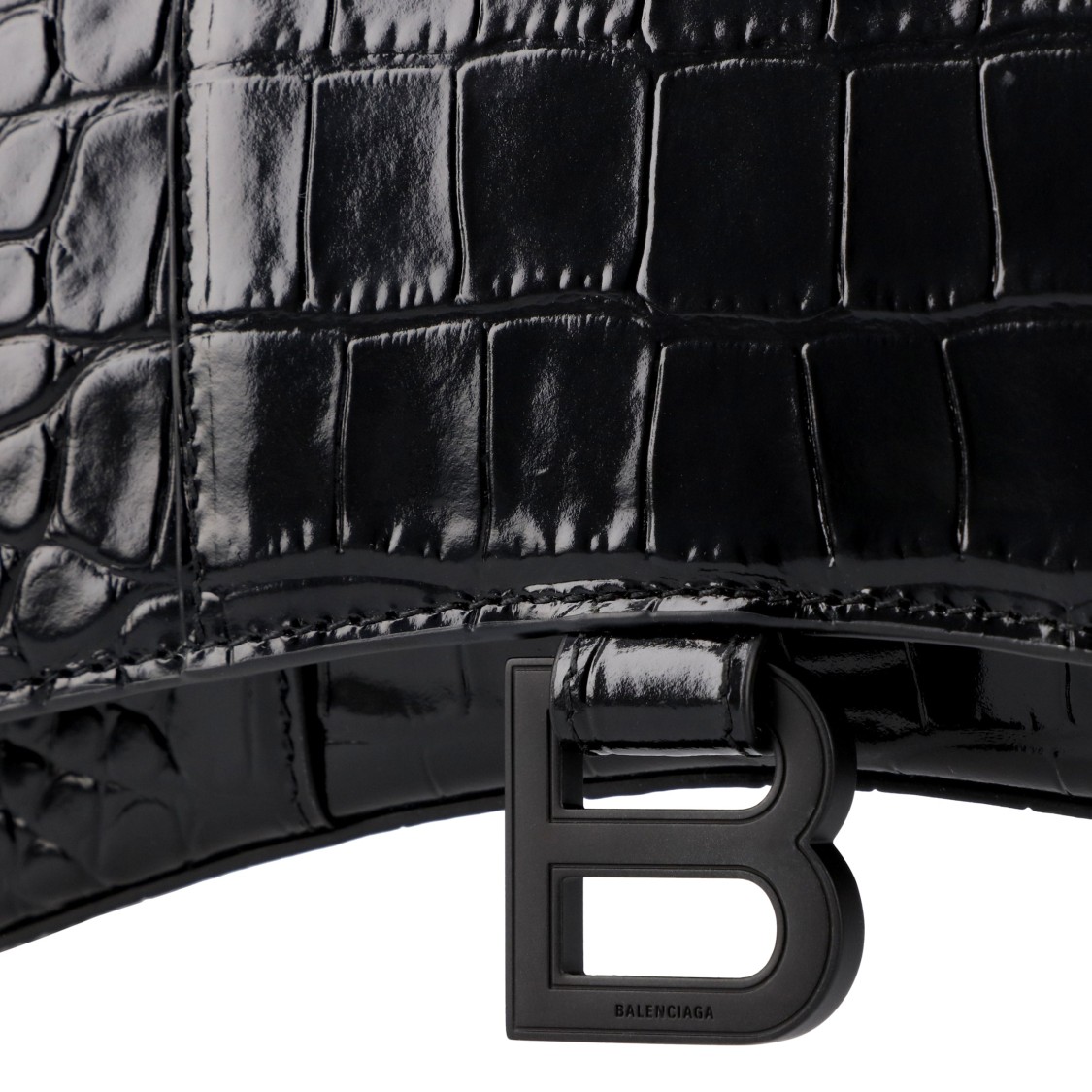 Balenciaga Hourglass Wallet On Chain Crocodile Embossed