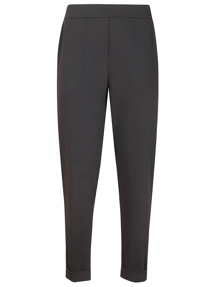 P.a.r.o.s.h . Tapered Black Tailored Pants With Elastic Waistband In Black