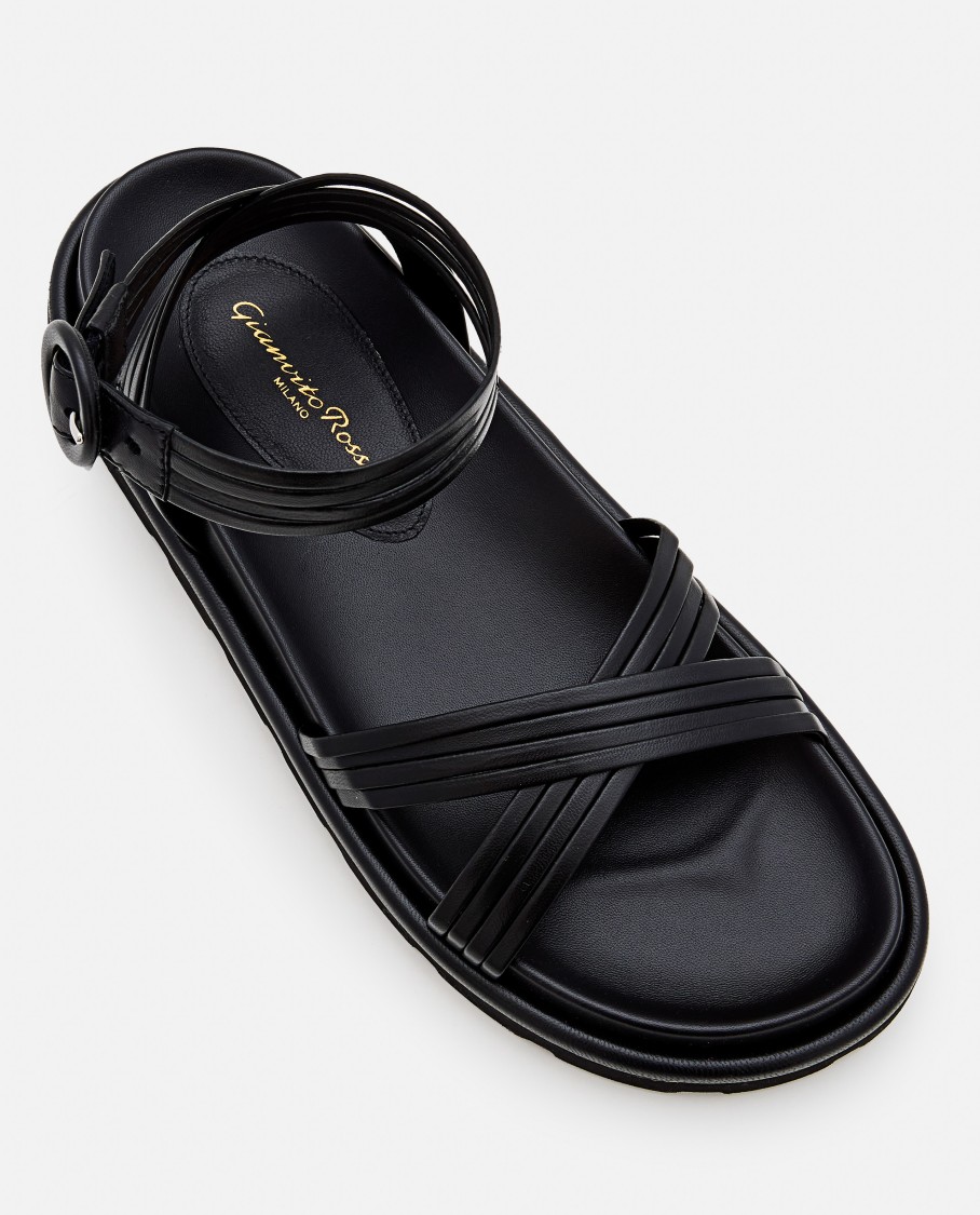 Gianvito Rossi Black Nappa Leather Lianne Sandals In Black