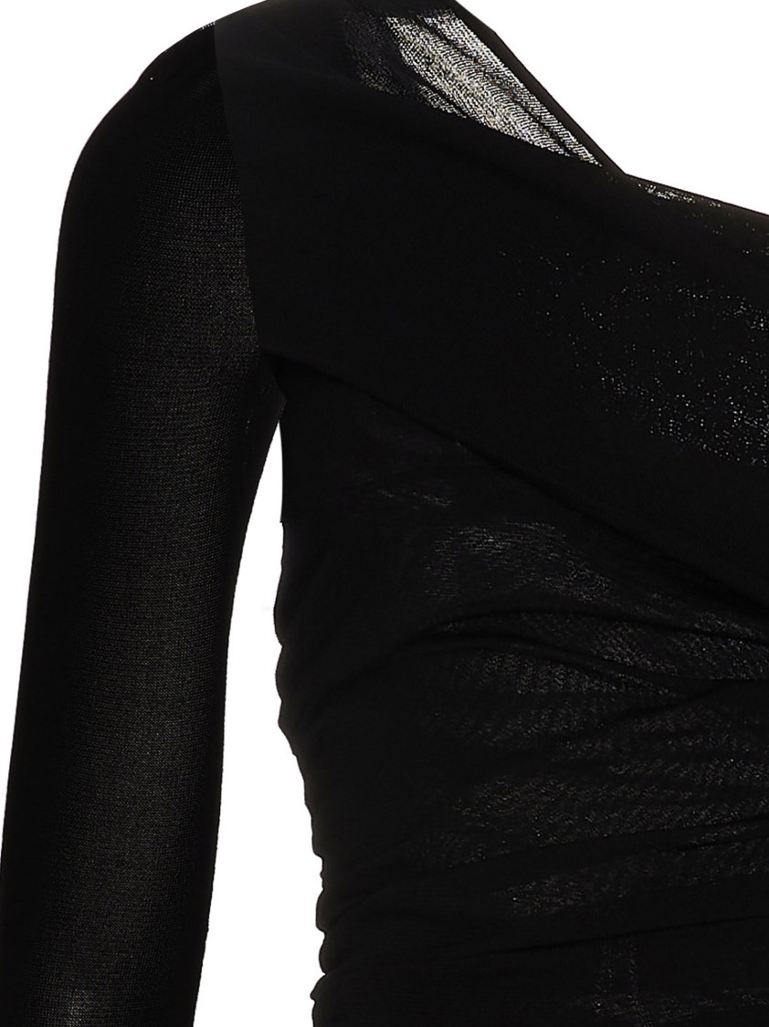 Saint Laurent Draped Long Dress Dresses Black In Black