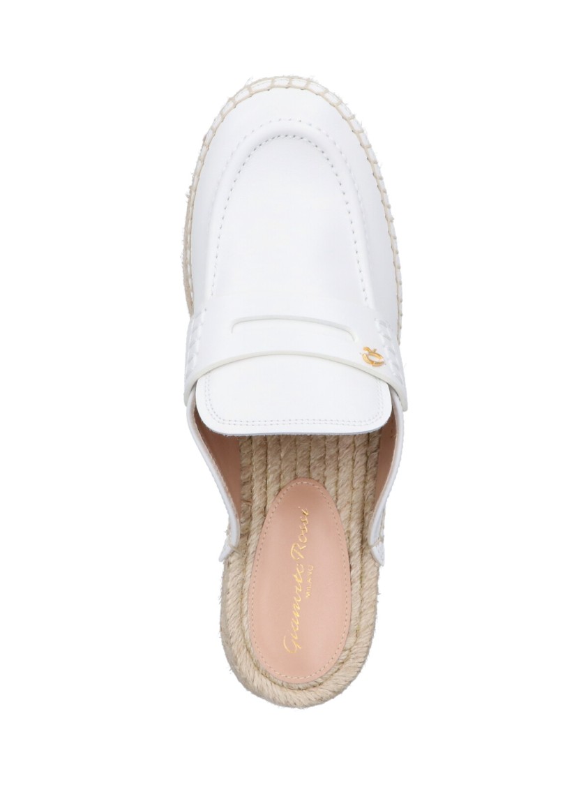 Gianvito Rossi Round Toe Platform Mules With Espadrille Sole