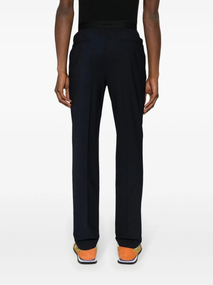 Msgm Tailored Black Trousers With Smooth Finish In Black