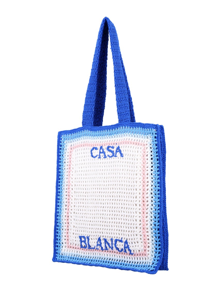 Casablanca Blue Gradient Crochet Tote Bag In White