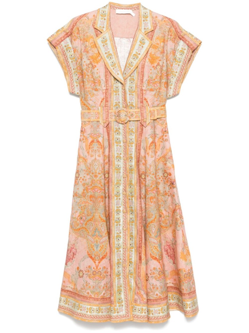 Shop Zimmermann Acacia Midi Dress In Neutrals