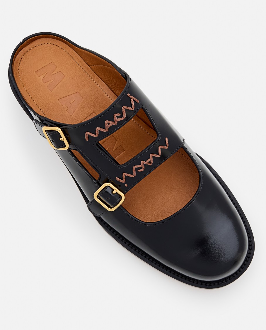 Marni Bambi 3.0 Moccasin Sabot Made Of Brushed Calfskin In Black