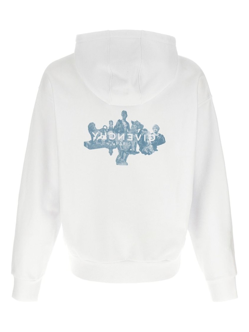 Givenchy Oversized Graphic Print Hoodie With Kangaroo Pocket In White