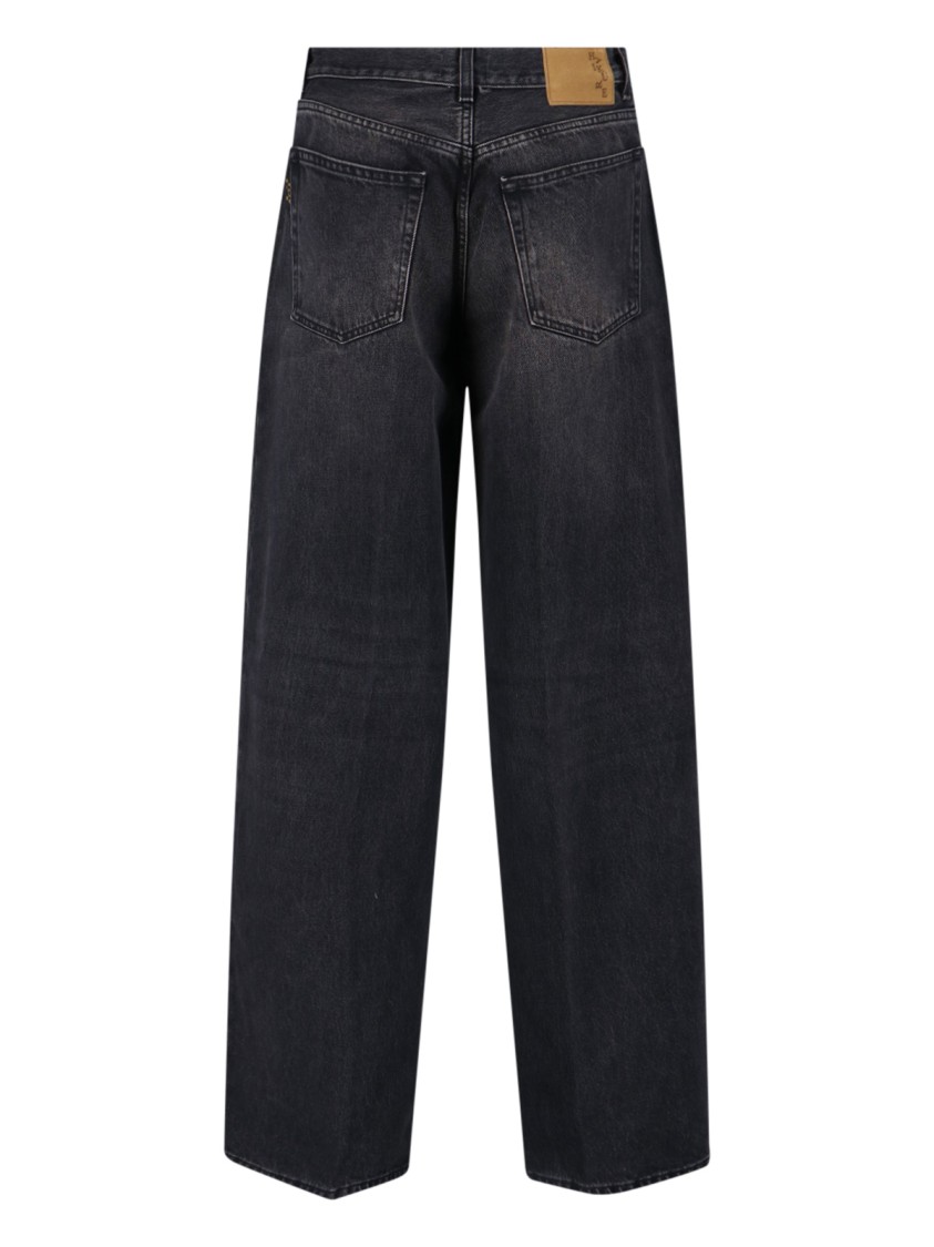 Haikure High-waisted Wide-leg Jeans With Vintage Faded Finish In Gray
