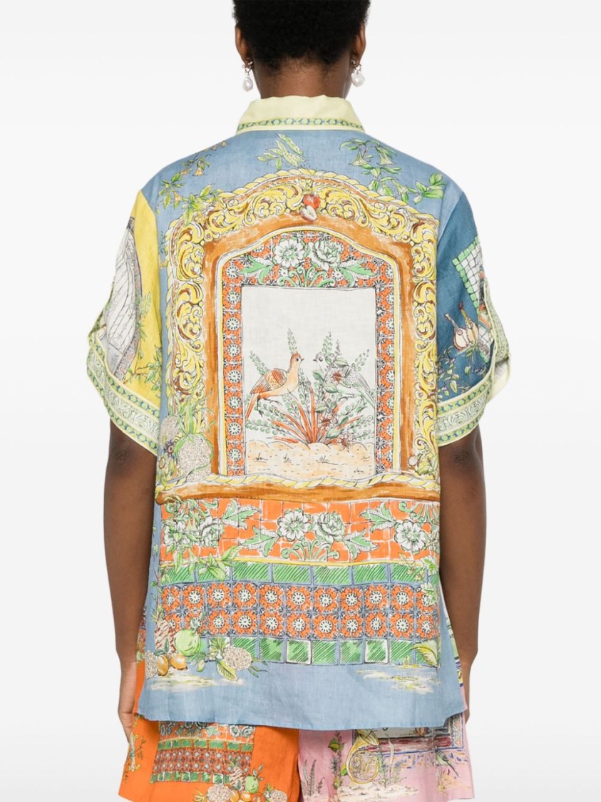 Alemais Multicoloured Colour-block Linen Shirt In Multicolor