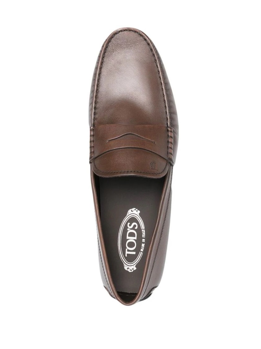 Tod's Chocolate Brown Leather City Penny Loafers For Men In Brown