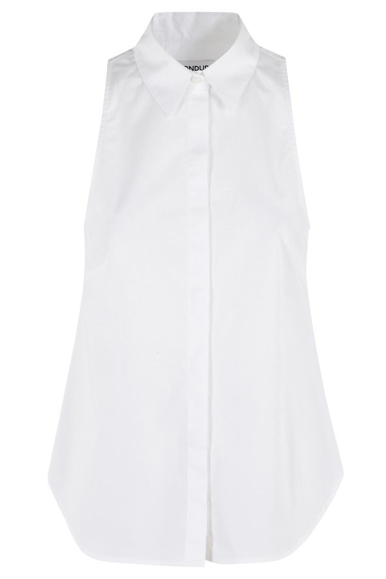 Dondup Sleeveless Cotton Shirt In White