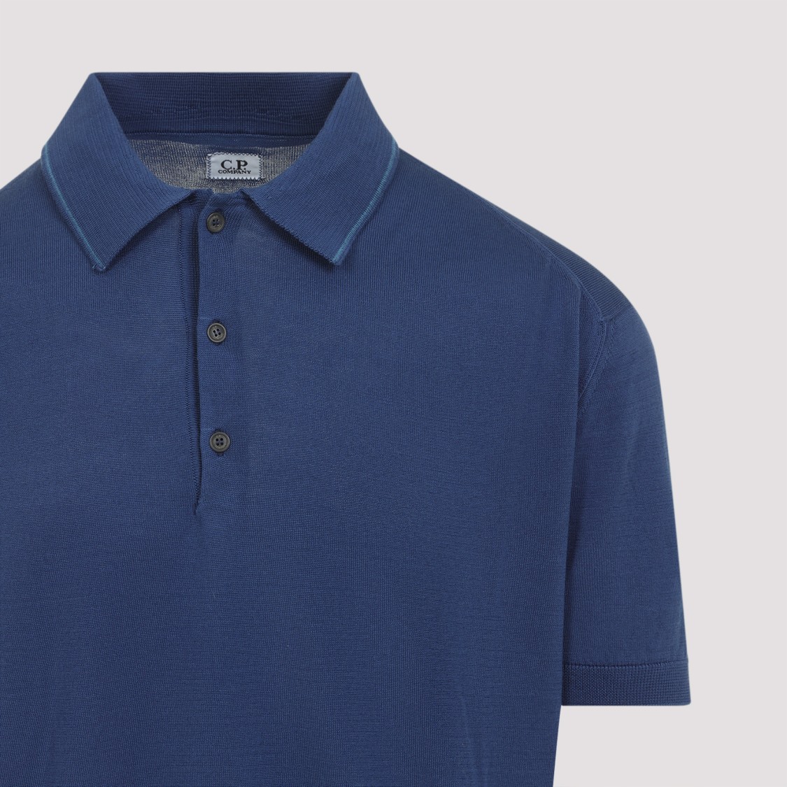 C.p. Company C.p.company Buttoned Knit Polo In Blue