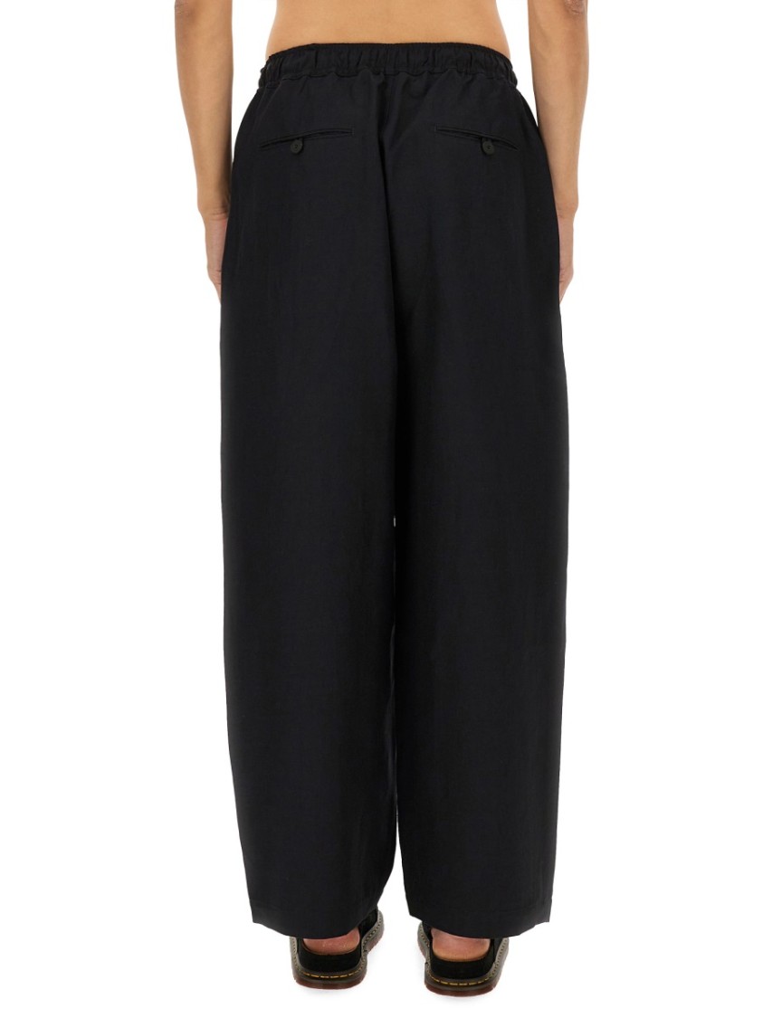 Studio Nicholson Relaxed Fit Black Pants With Elastic Waistband In Black