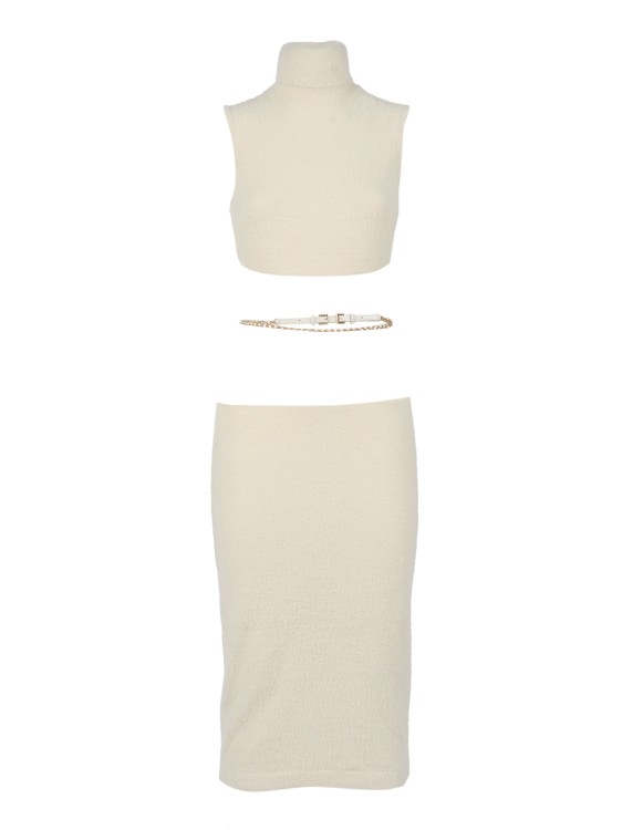 Elisabetta Franchi Ribbed Knit Dress With High Neckline