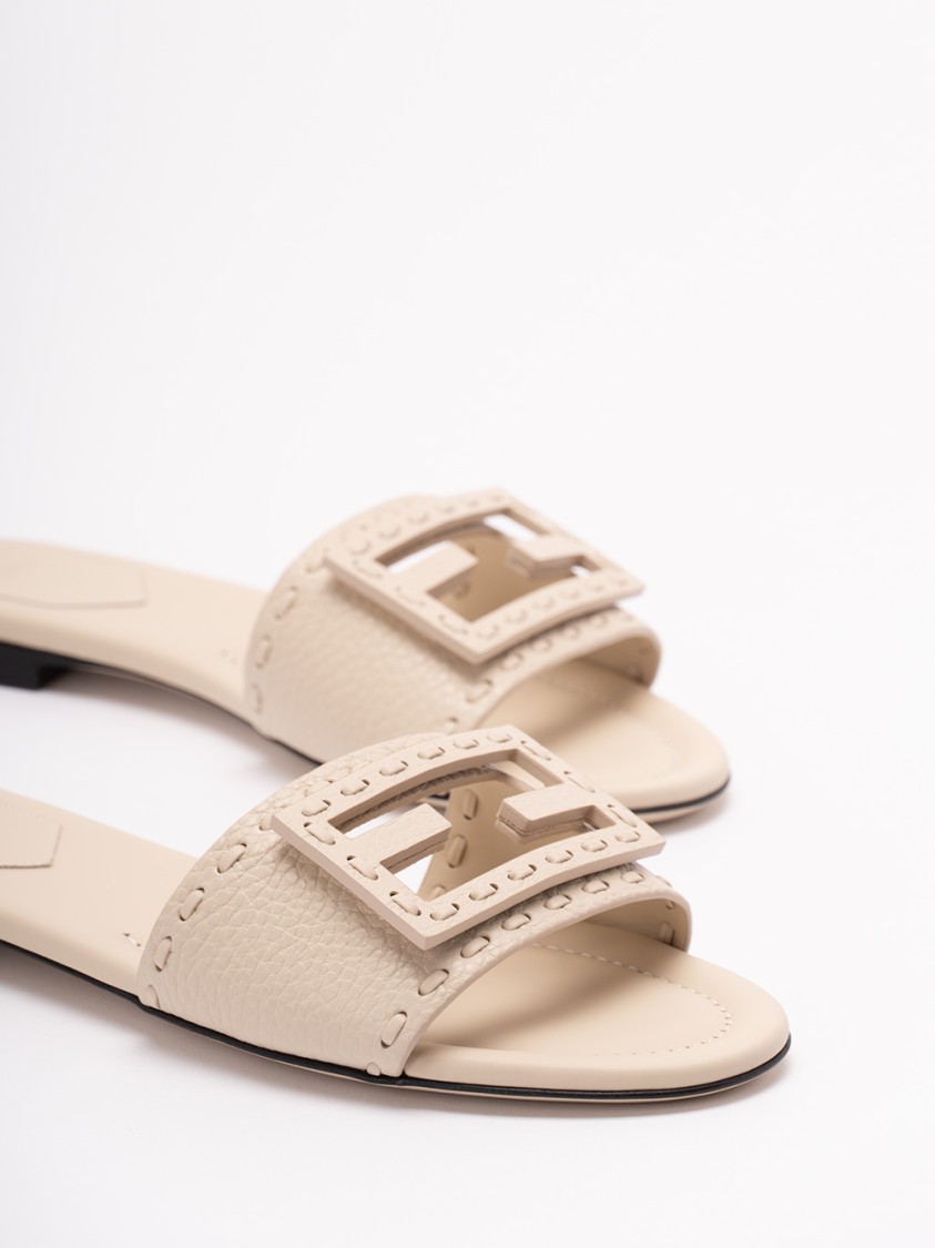 Fendi `ff` Slides In Neutral