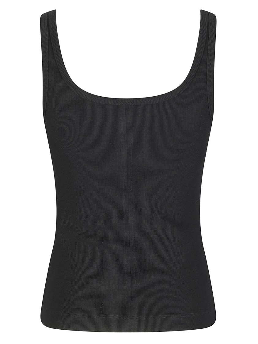 Mm6 Maison Margiela Mm6 By Maison Margiela Sleeveless Ribbed Cotton Tank Top With Hook In Black