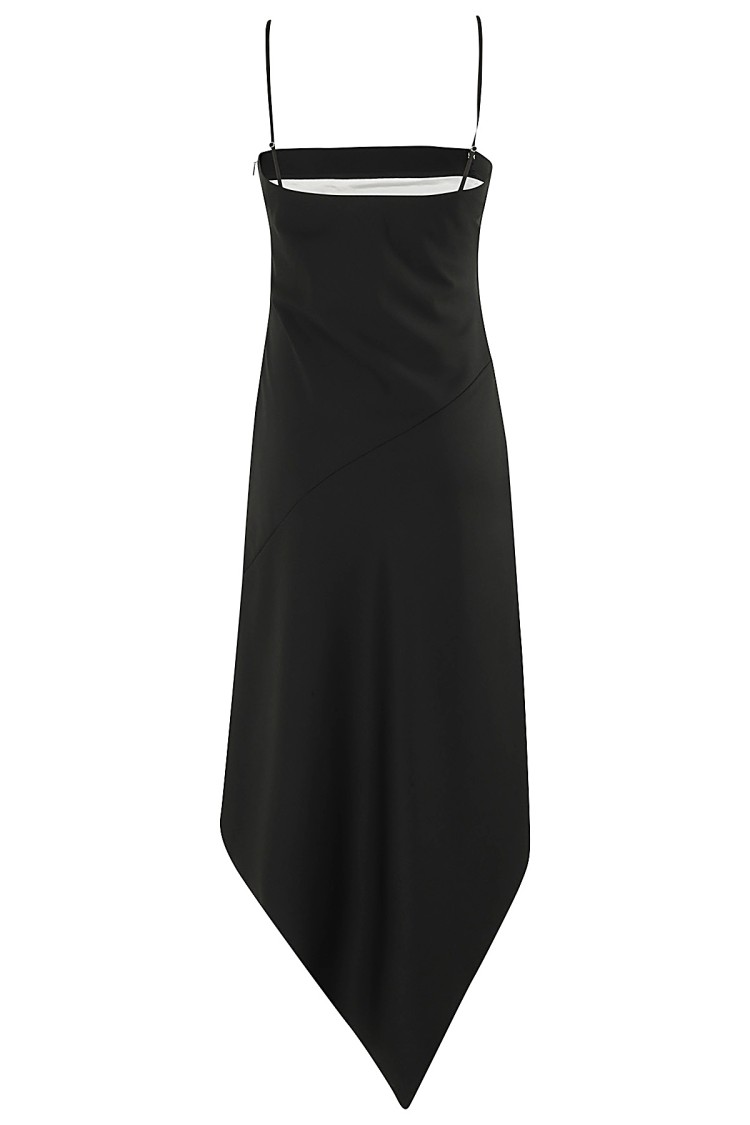 Helmut Lang Fitted Evening Dress With Scarf Hem Design In Black