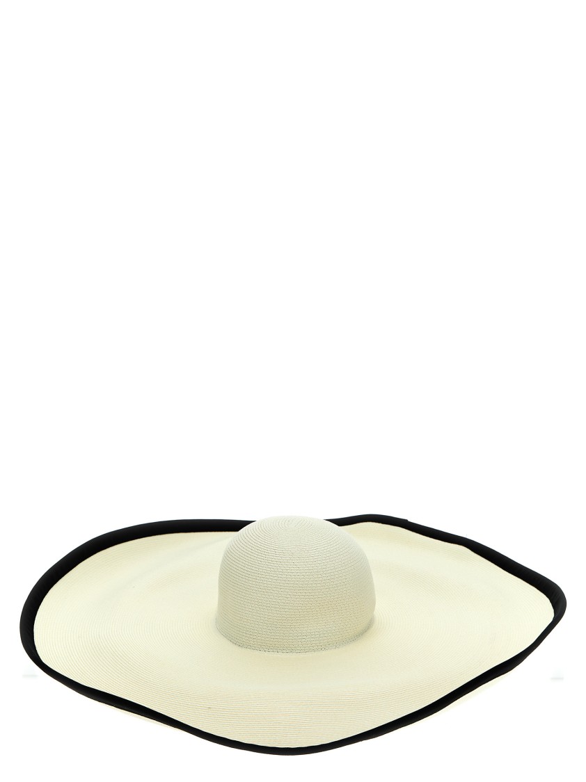 Max Mara 'robert' Wide Brim Woven Texture Hat In Neutral
