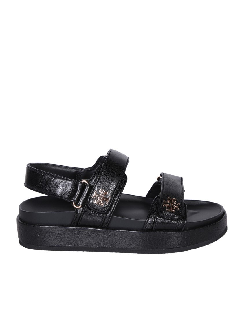 Tory Burch Kira Leather Dual-band Sport Sandals In Black