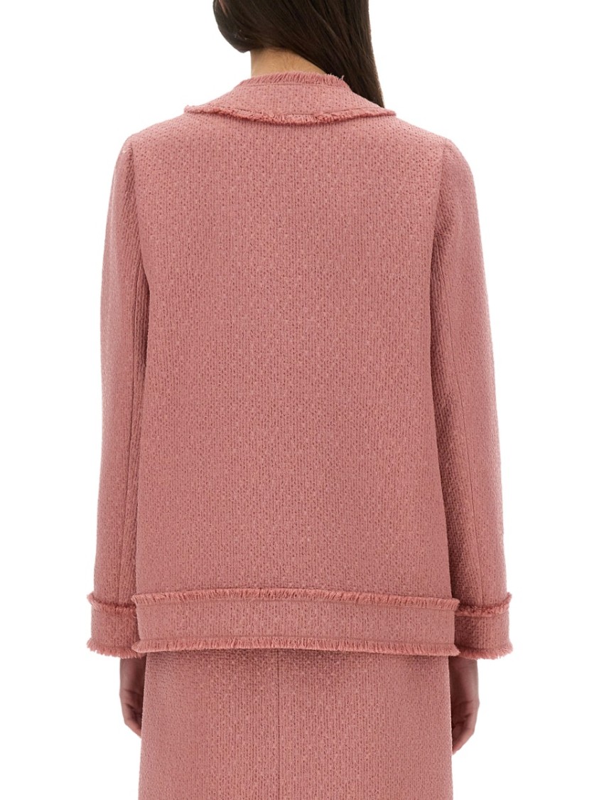 Dolce & Gabbana Rachel Tweed Single-breasted Collarless Jacket In Pink