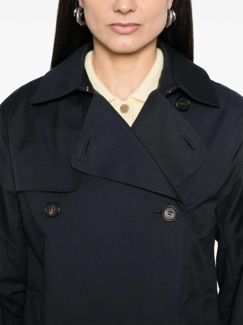 Max Mara Double-breasted Blue Parka With Cropped Silhouette In Blue