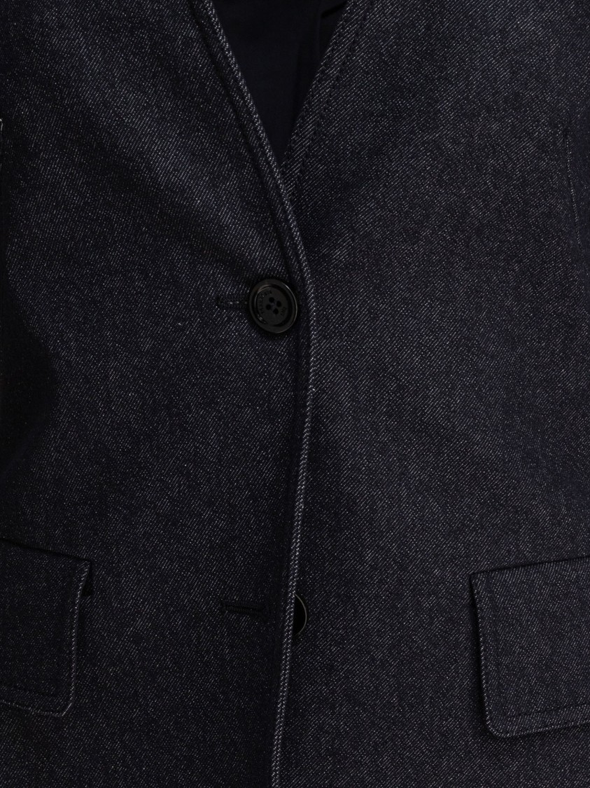 Max Mara Denim-effect Blazer With Stand-up Collar In Black