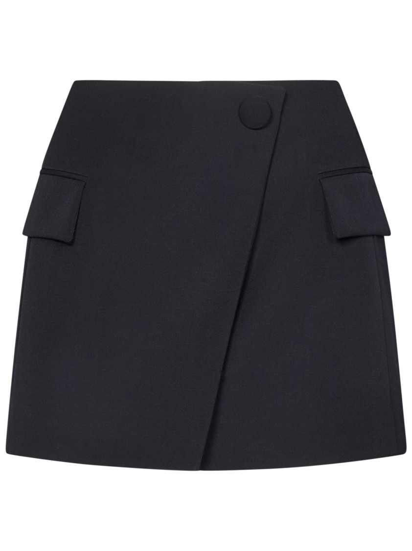 Balmain Asymmetric Virgin Wool Gabardine Mini Skirt In Black
