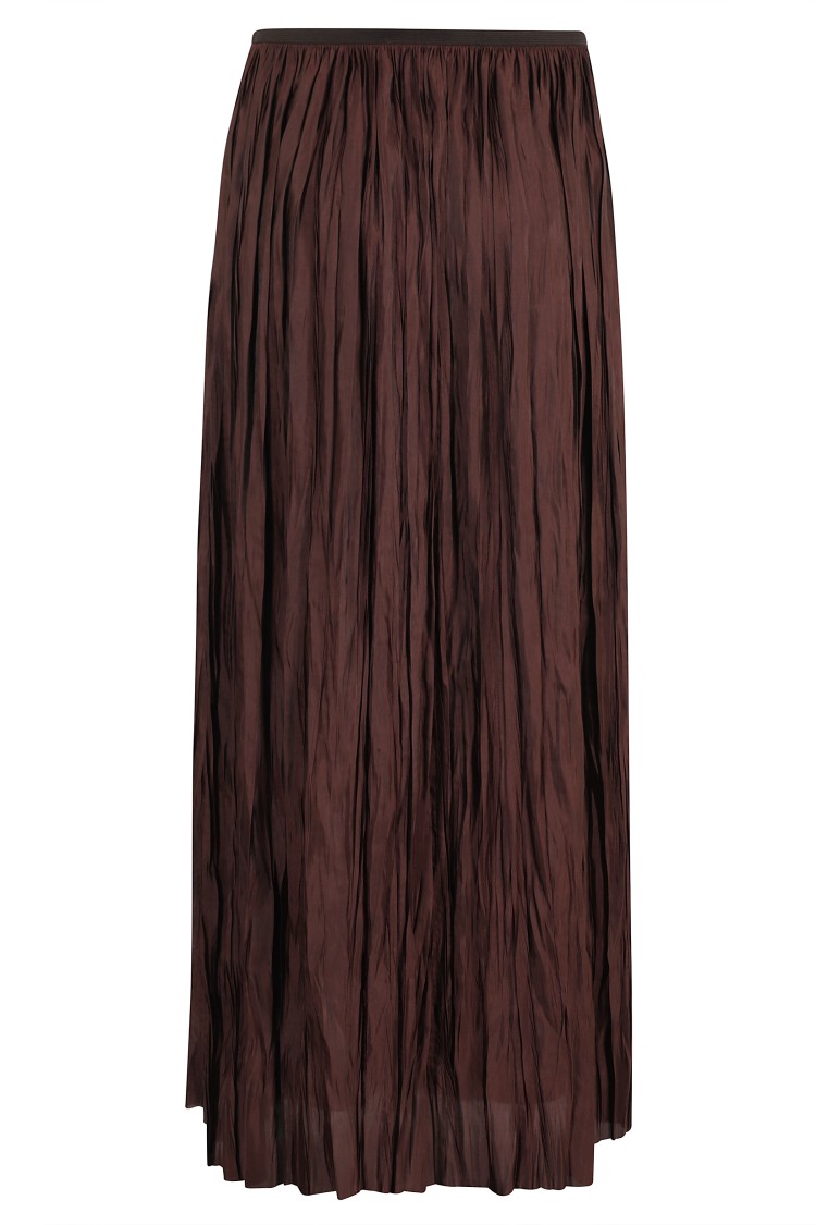 Roberto Collina Crinkled Texture Midi Pleated Sheer Overlay Skirt In Brown