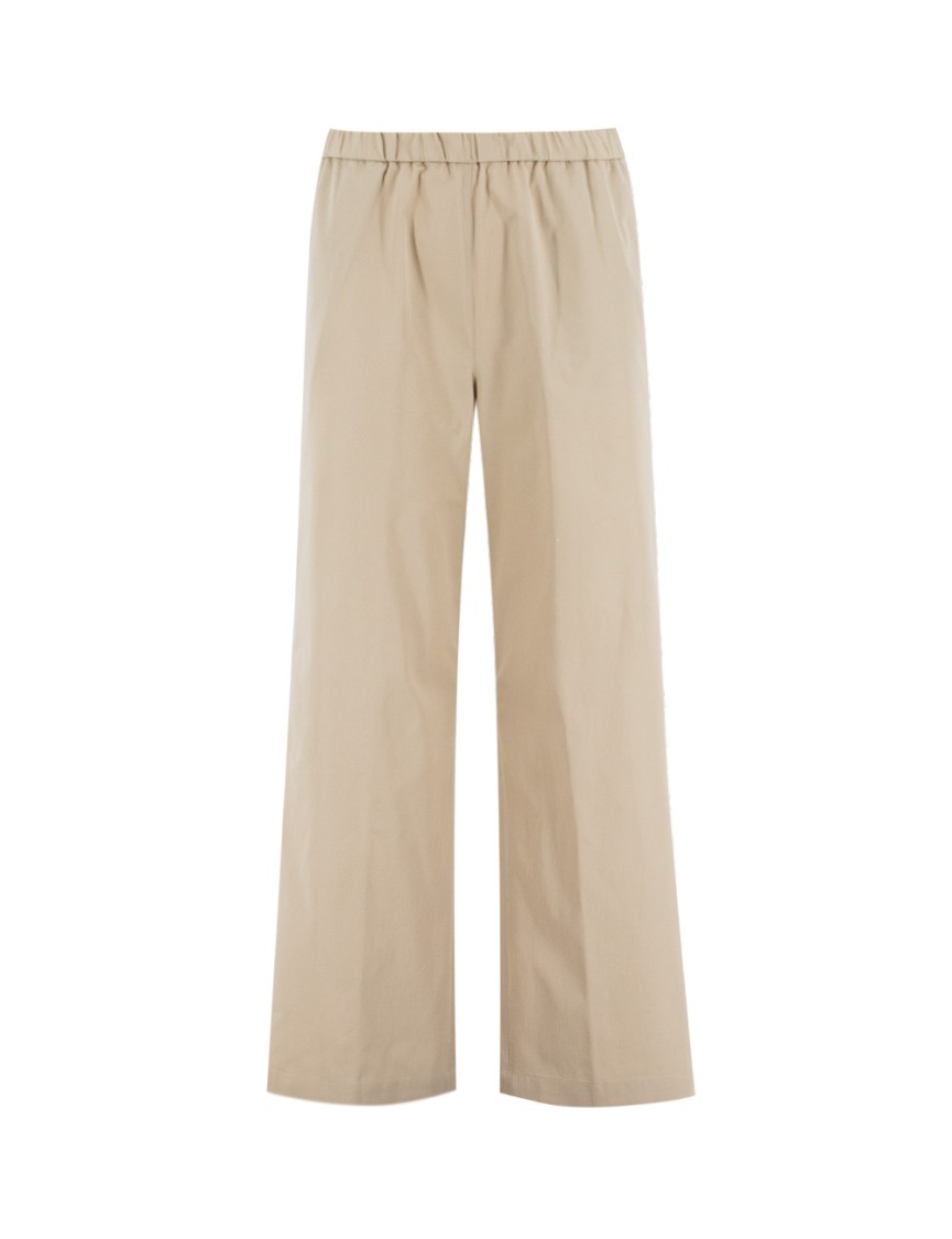 Shop Aspesi Straight Leg Cotton Trousers With Elasticated Waist In Neutrals
