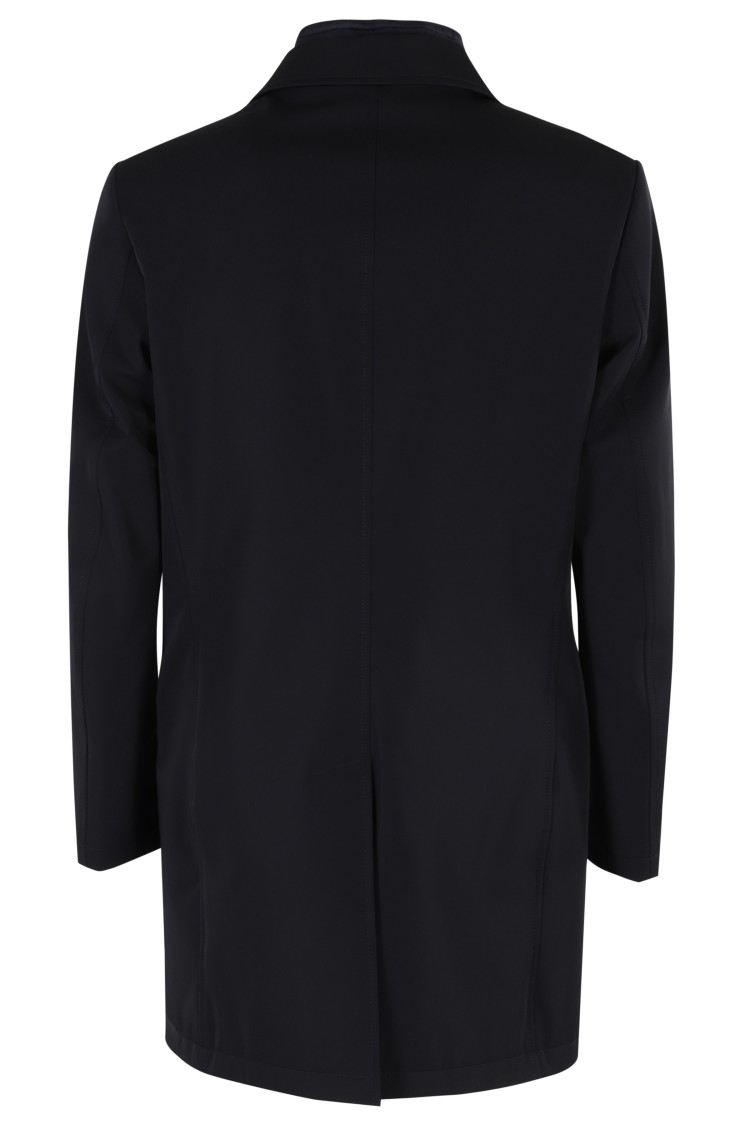 Fay Double-breasted Stretch Coat In Black