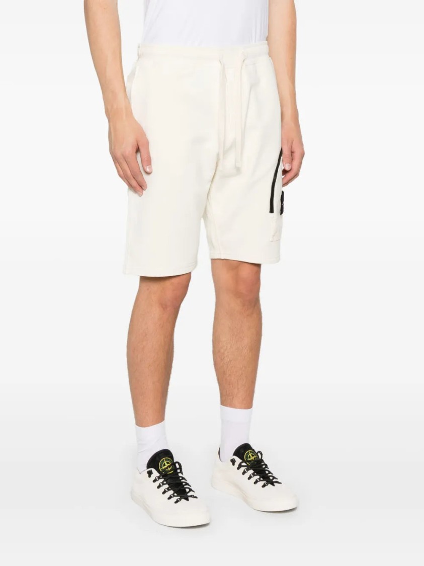 Shop Stone Island Compass-badge Track Shorts In Neutrals