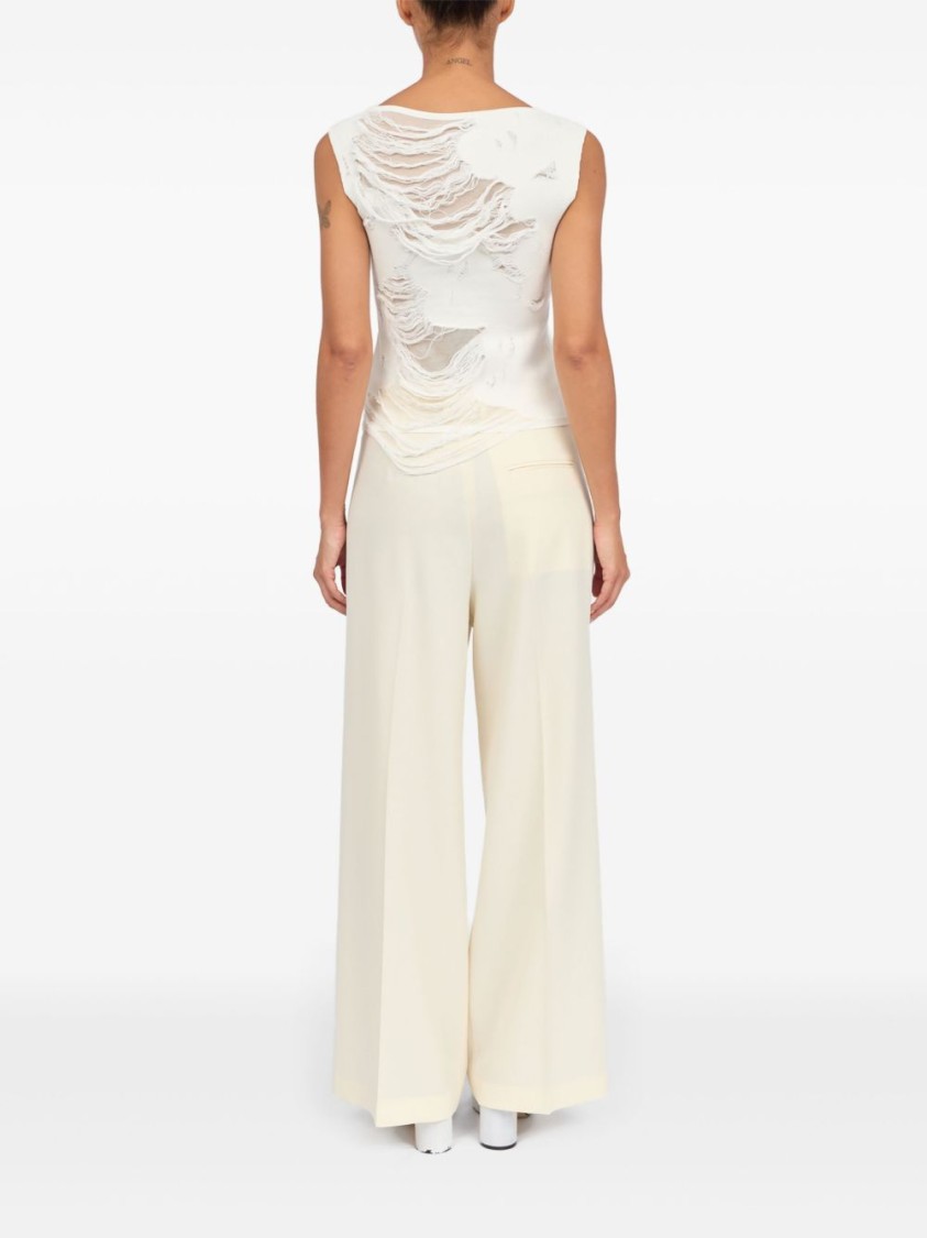 Mm6 Maison Margiela Mm6 By Maison Margiela Layered Distressed Fabric Sleeveless Top In Neutrals