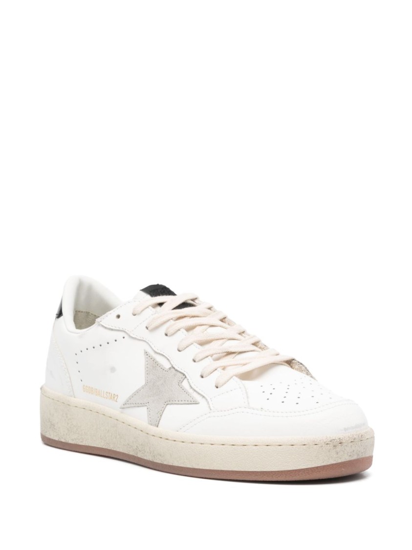 Golden Goose White Leather Sneakers With Subtle Star Accent In White