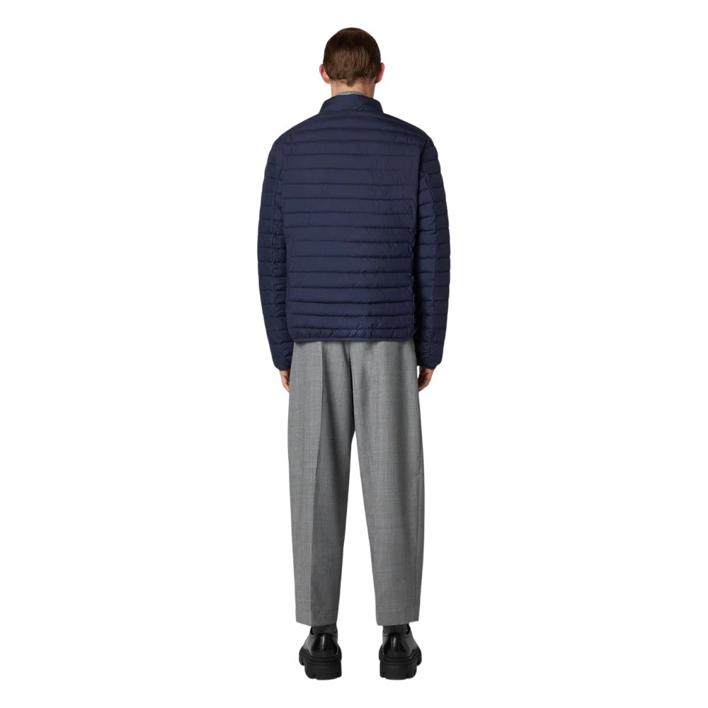 Save The Duck Functional Blue Jacket With Stand-up Collar And Double-slider Zip
