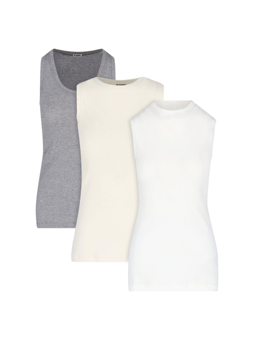 Shop Jil Sander 3-pack Tank Tops – White/beige/grey