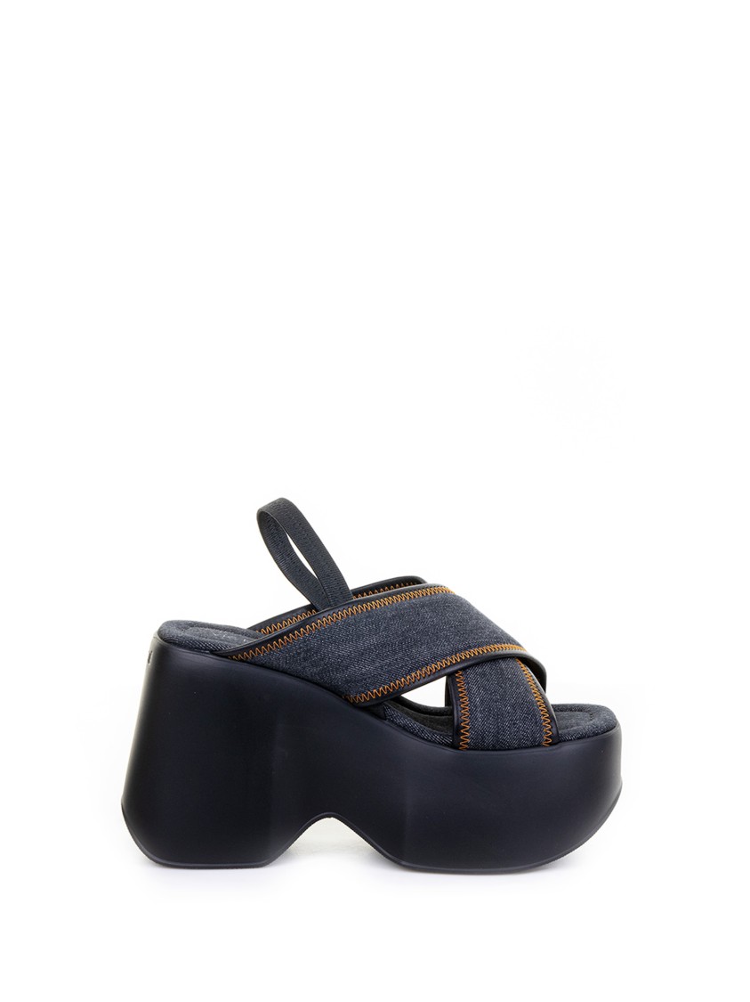 Vic Matie Vic Matié Leather And Canvas Platform Sandals