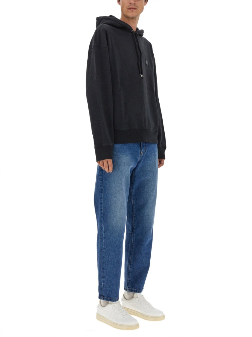 Shop Maison Kitsuné Relaxed-fit Black Hoodie With Kangaroo Pocket