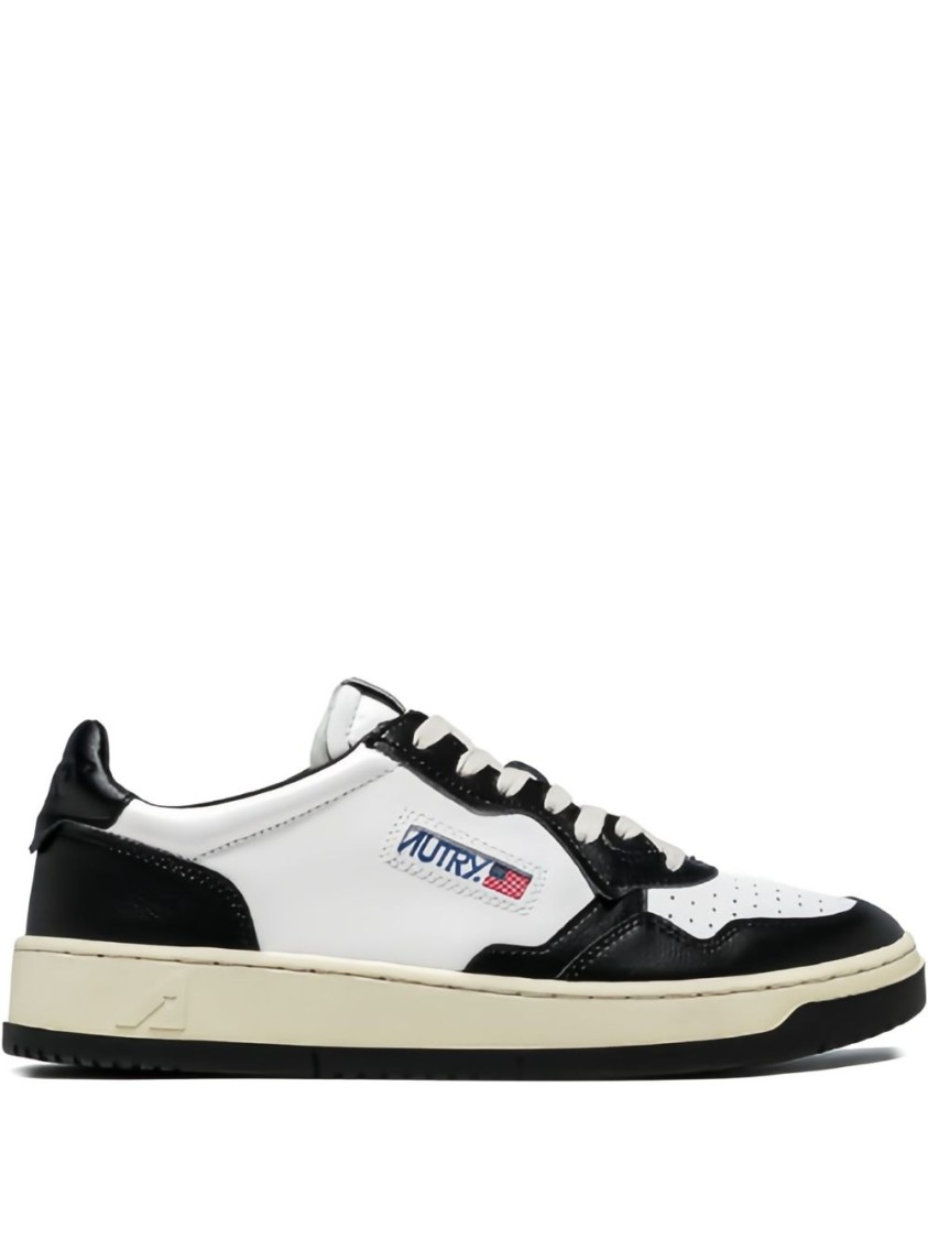 Autry Low-top Sneakers With Textured And Smooth Leather Design In White