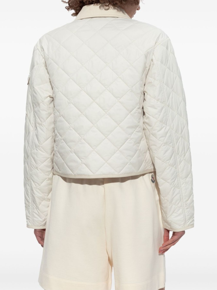 Moncler Cropped Quilted Coat In White
