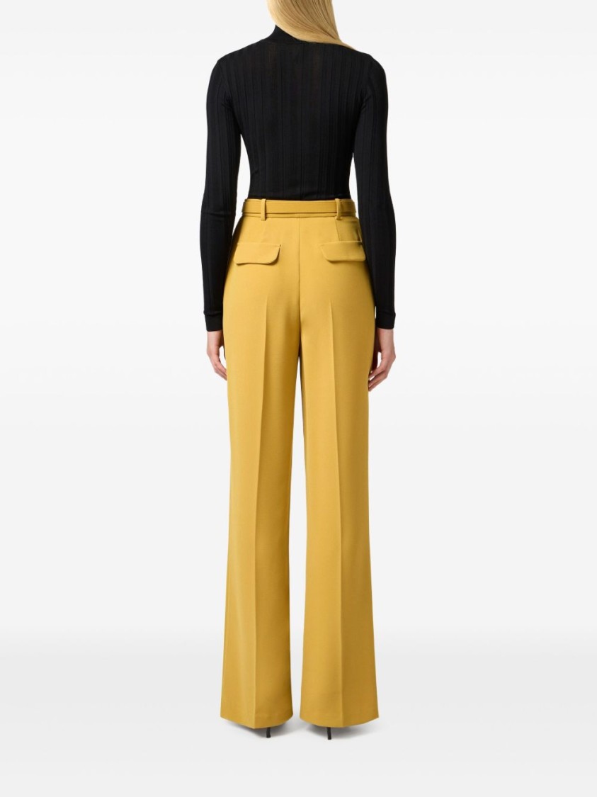Elisabetta Franchi Curry Yellow High-waisted Trousers With Coordinated Belt
