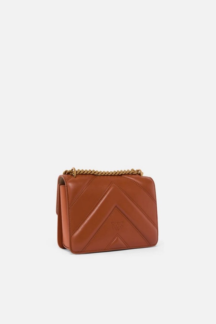 Pinko Brown Leather Handbag With Quilted Design